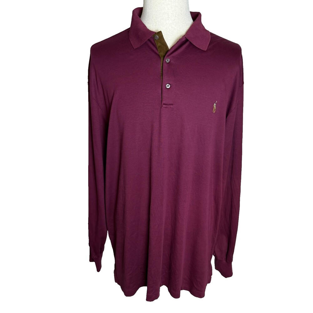 Polo Ralph Lauren Long Sleeve Polo, Sz 2XLT Tall, Burgundy/Maroon, Colored Pony - Picture 2 of 15